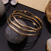 Golden Stainless Steel Anti-Tarnish 3-Piece Bracelet Set